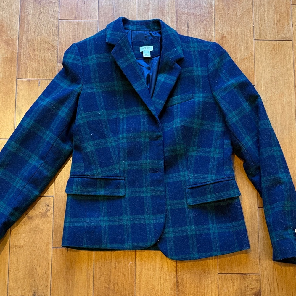 J. Crew Blue and Green Plaid Blazer